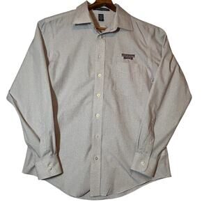Devon & Jones Mens Size M Mississippi State Button Down Cotton Blend Checked